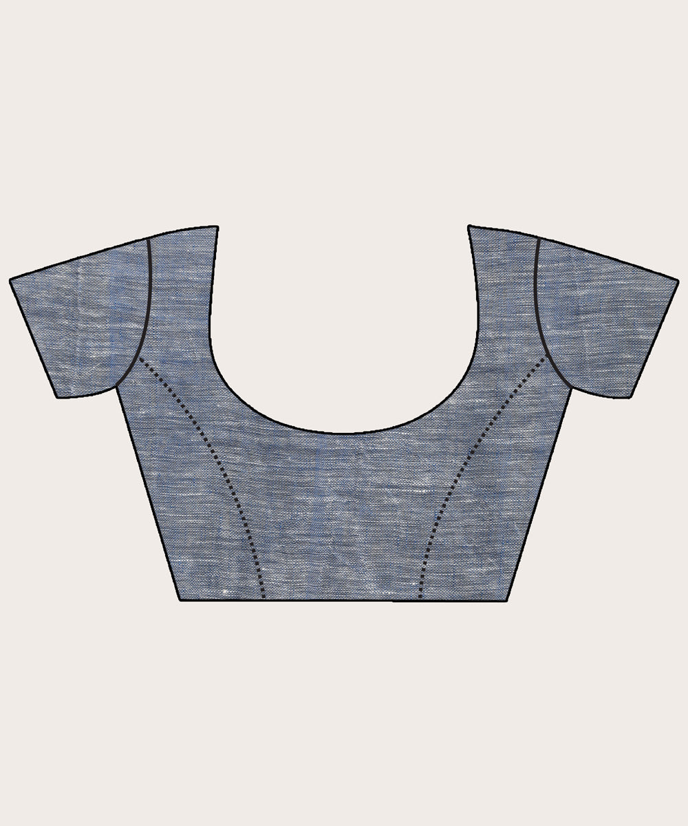 Green blue handloom bengal linen saree