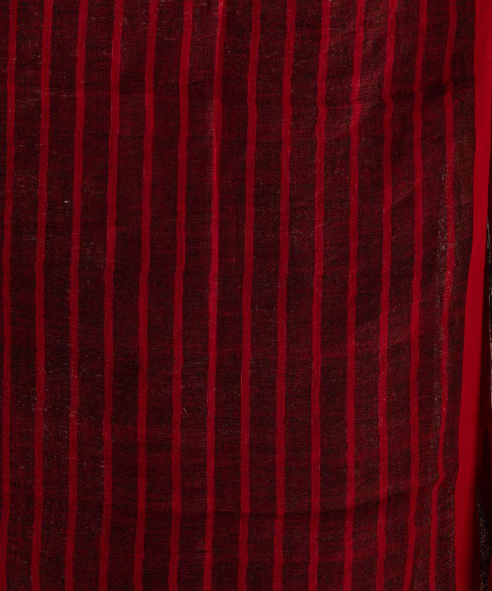 Black red handloom bengal linen saree
