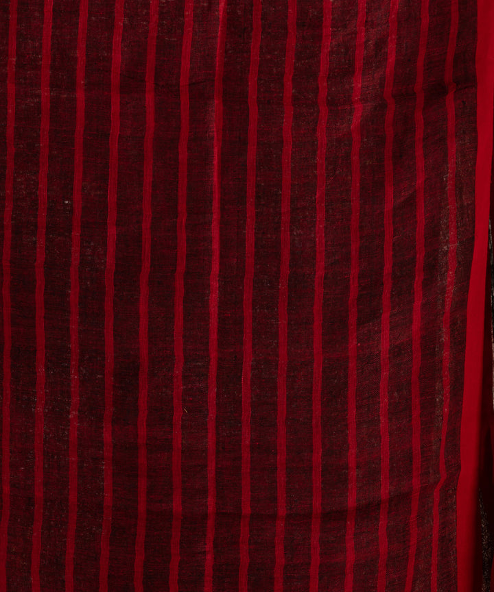Black red handloom bengal linen saree
