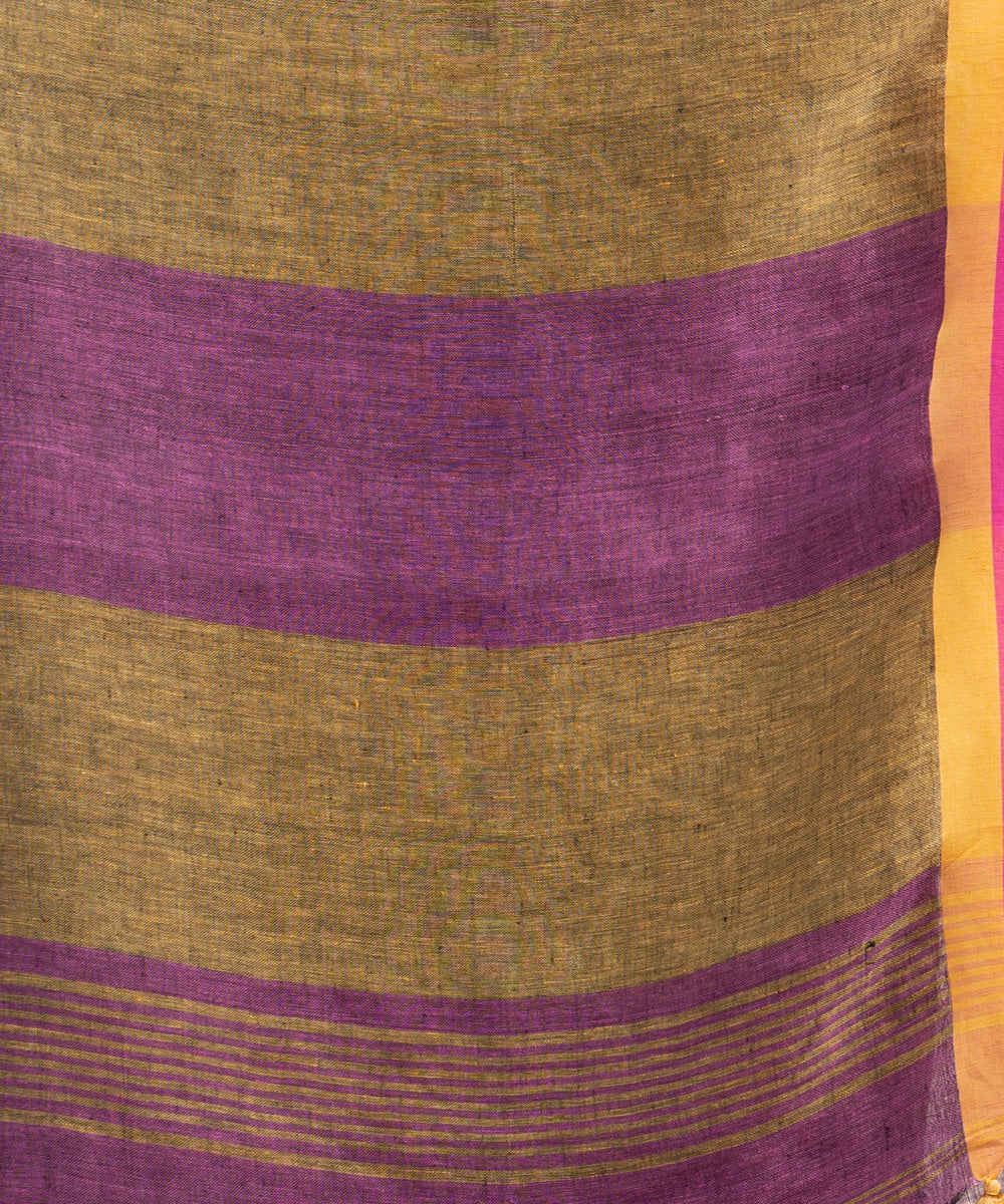 Purple pink handloom bengal linen saree