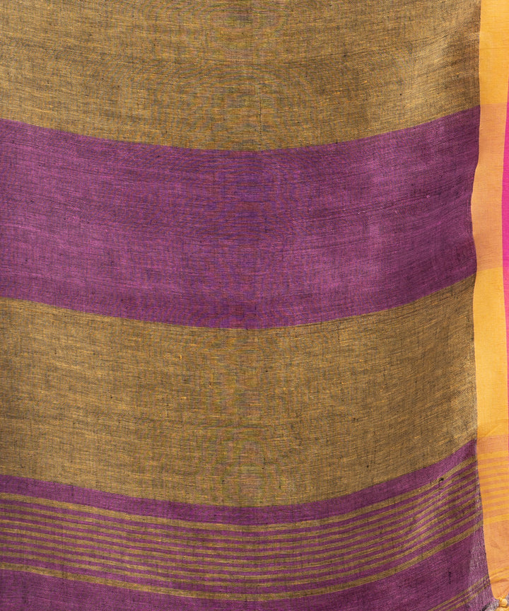 Purple pink handloom bengal linen saree
