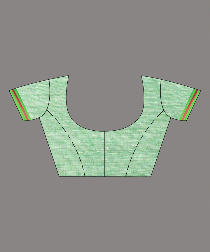 Beige green handloom bengal linen saree