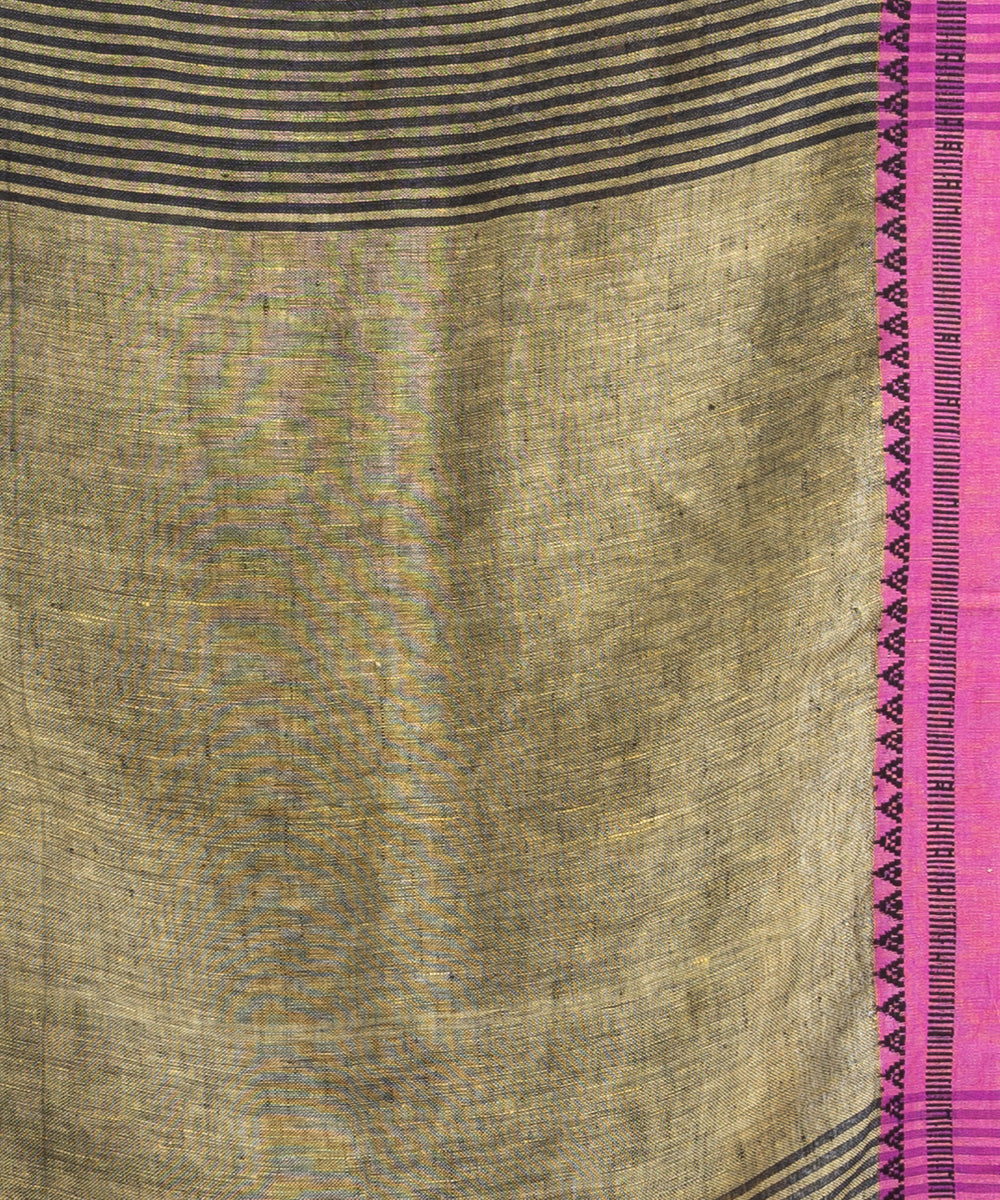 Black yellow handloom bengal linen saree