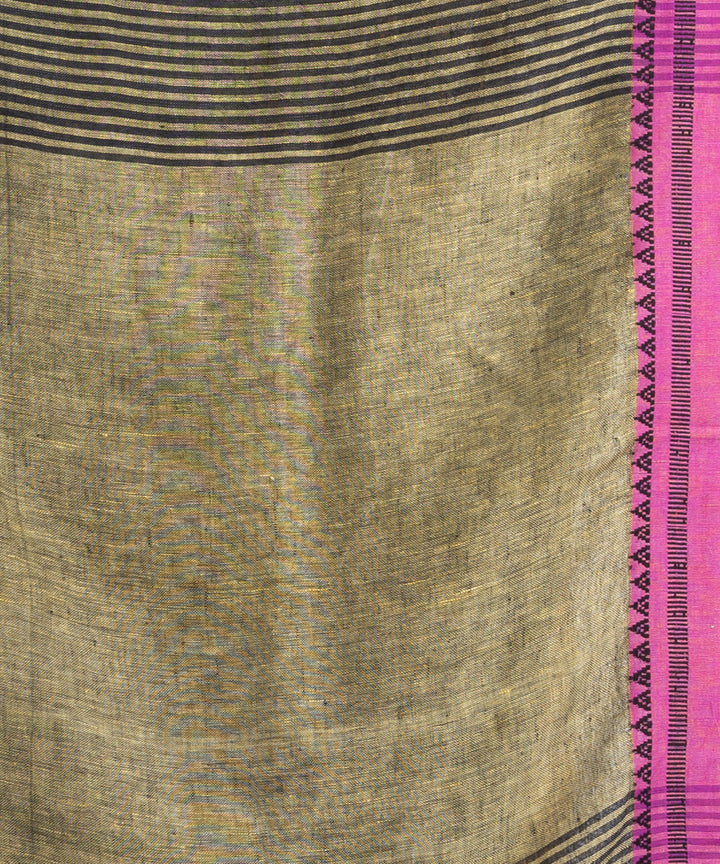 Black yellow handloom bengal linen saree