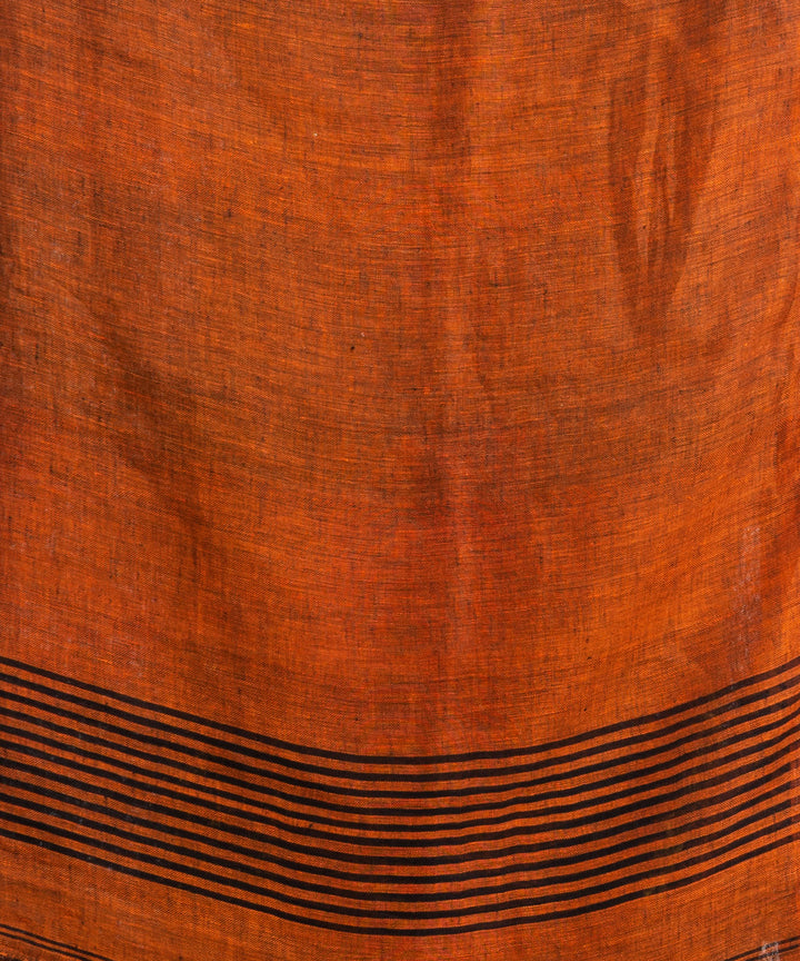 Brown rust handloom bengal linen saree