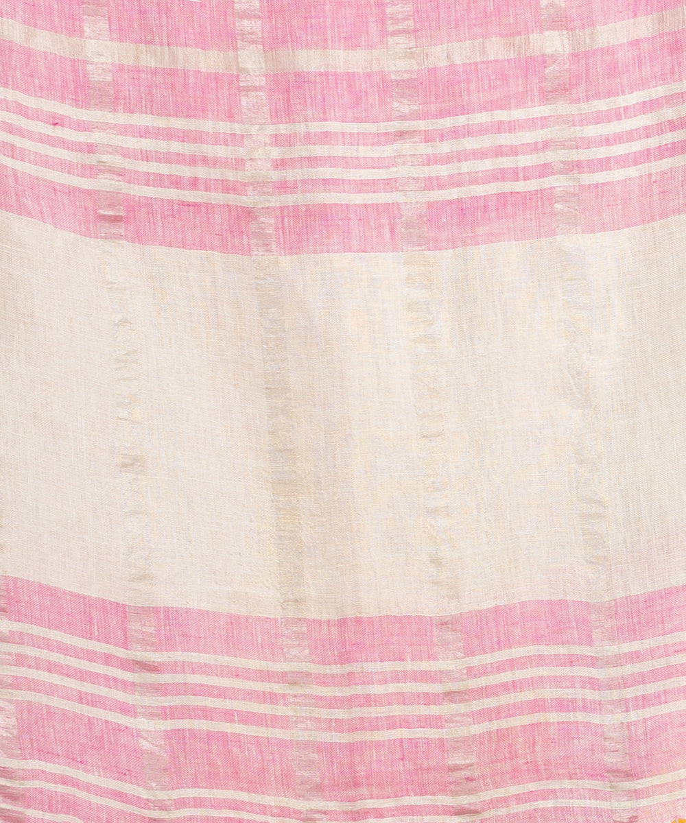 Green pink handloom bengal linen saree