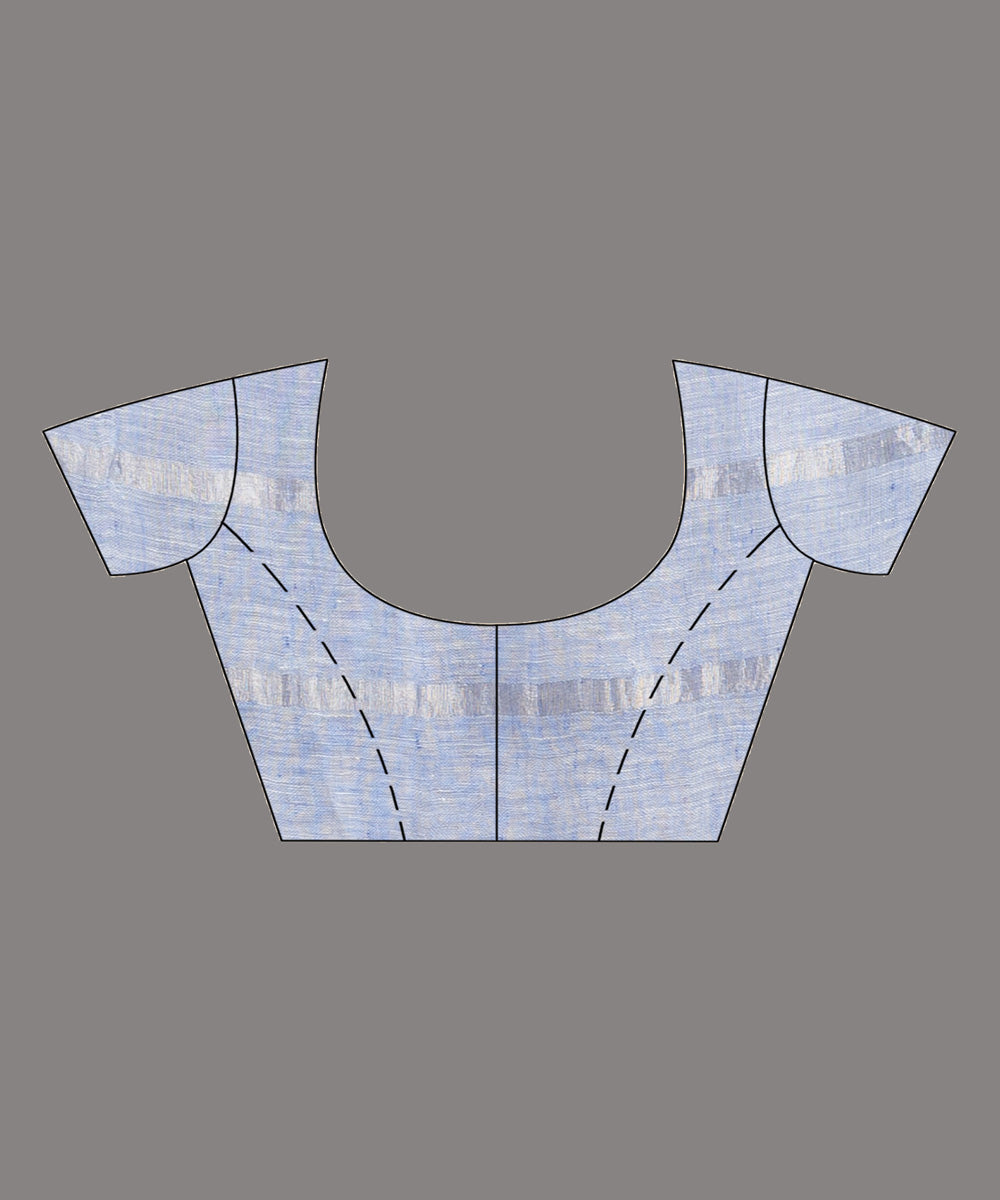 Sky blue pink handloom bengal linen saree