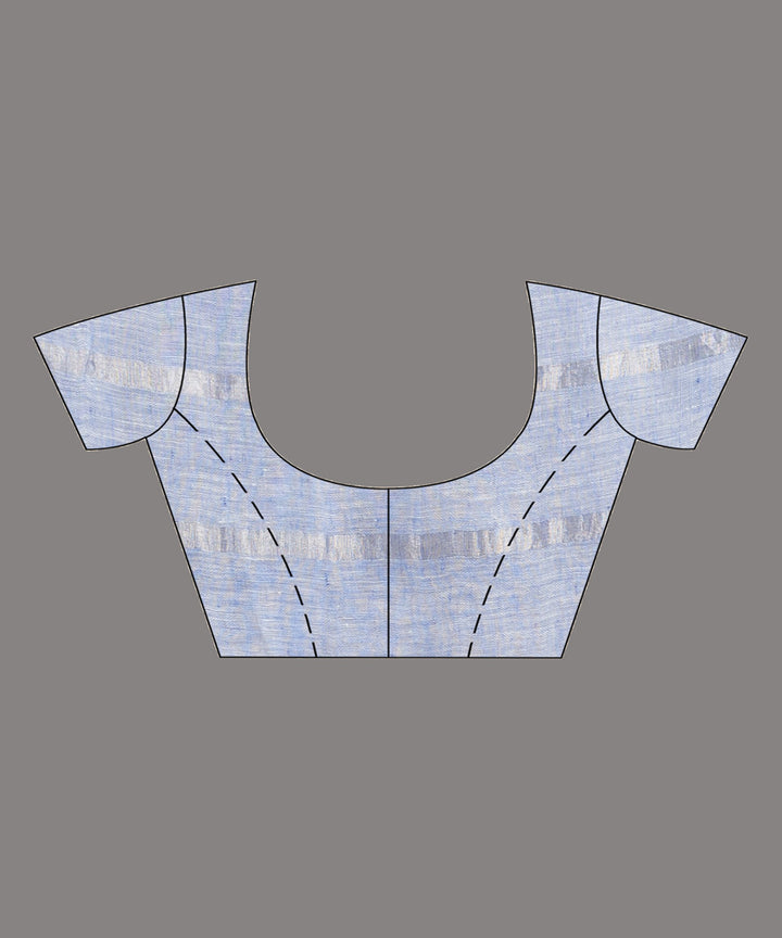 Sky blue pink handloom bengal linen saree