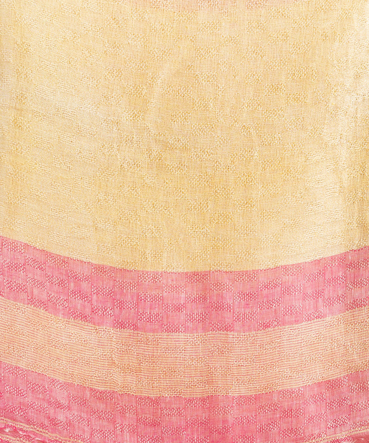 Red yellow hand loom bengal linen saree