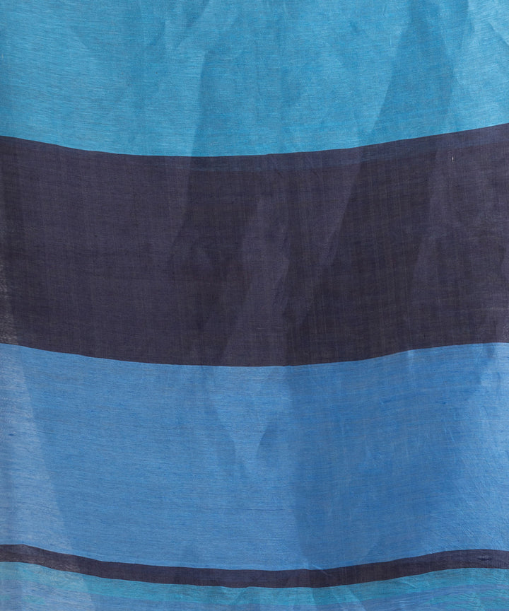 Blue black handloom bengal linen saree
