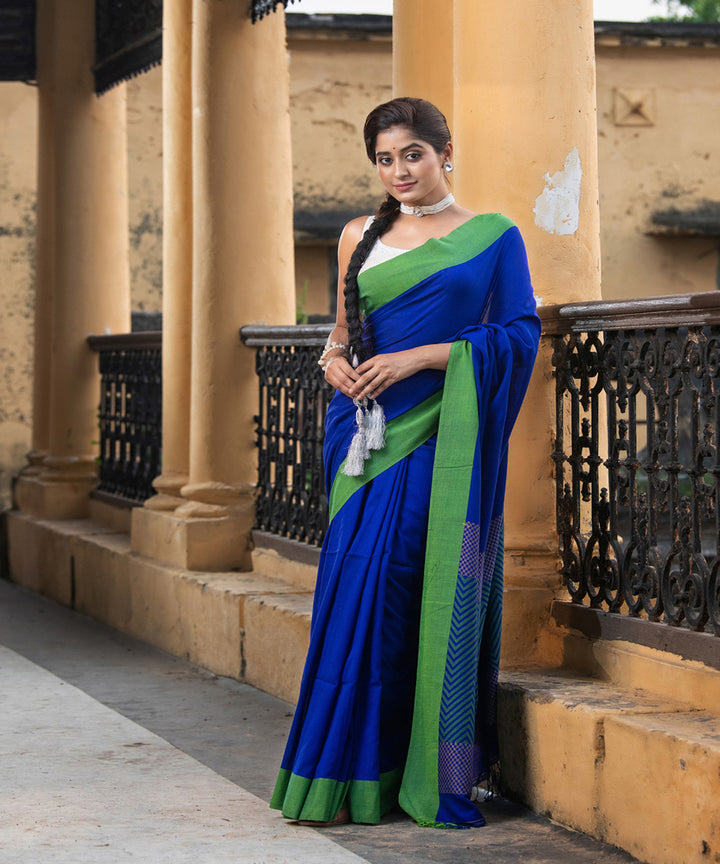 Blue cotton handloom jacquard saree