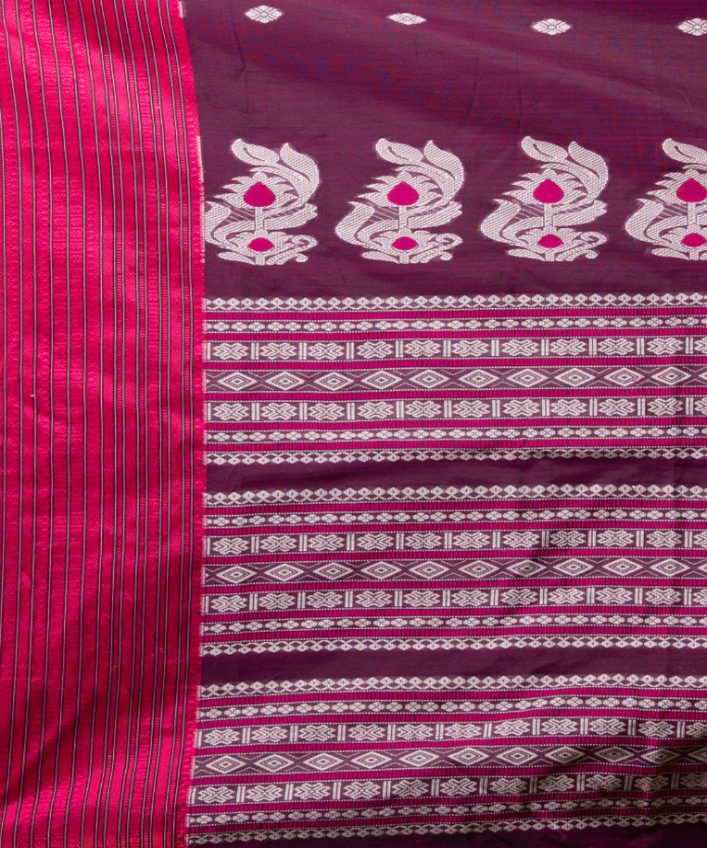 Magenta handloom cotton jamdani saree