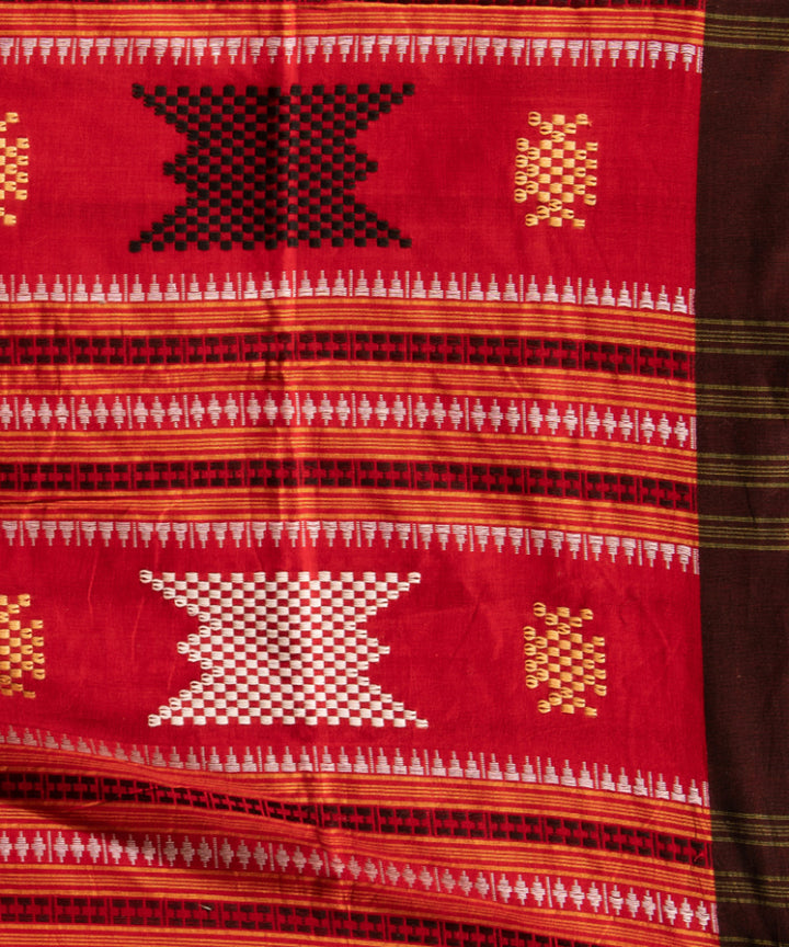 Red cotton handwoven bengal saree