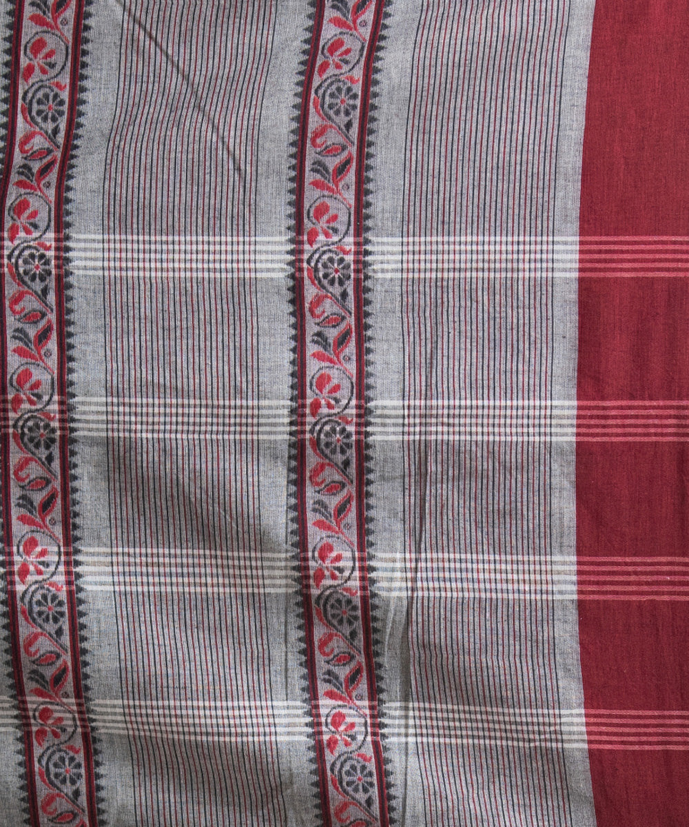 Grey cotton handloom ganga jamuna border saree