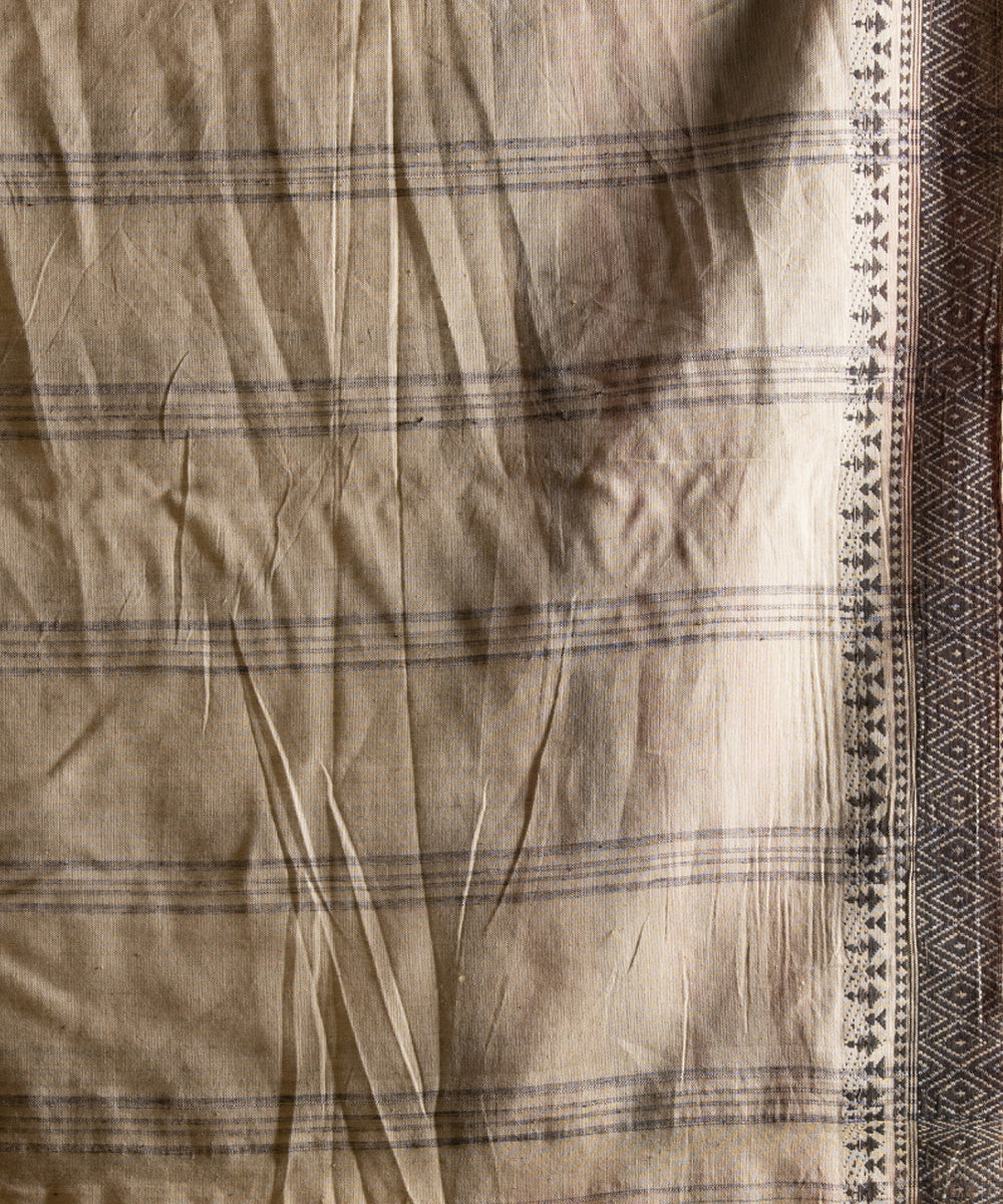 Offwhite multicolor cotton stripes handloom saree