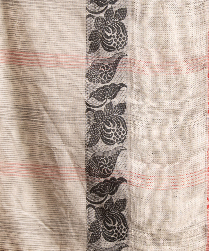 Offwhite multicolor cotton stripes pallu handloom saree