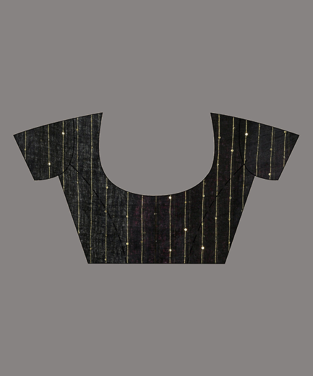 Black linen sequin handloom bengal saree