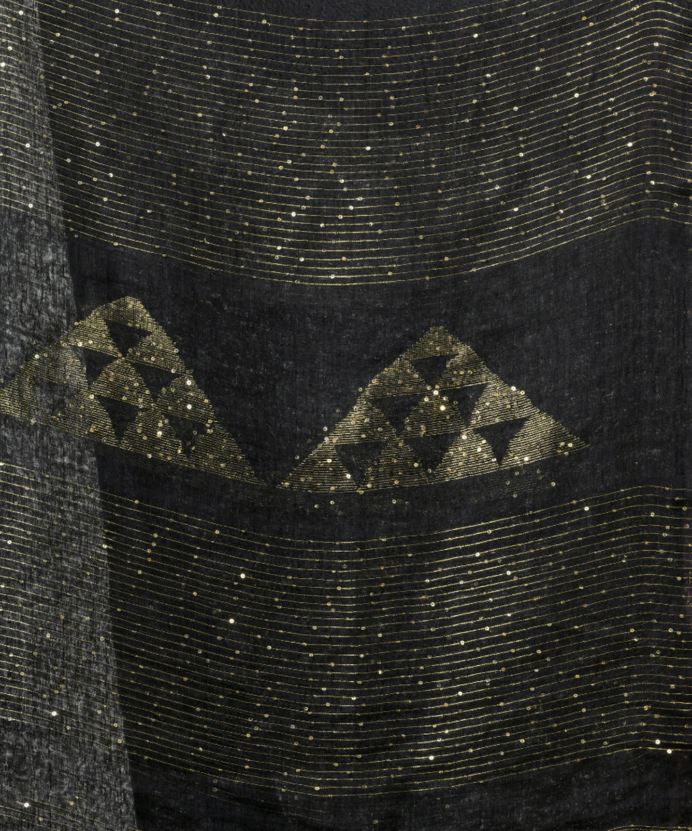 Black linen sequin handloom bengal saree