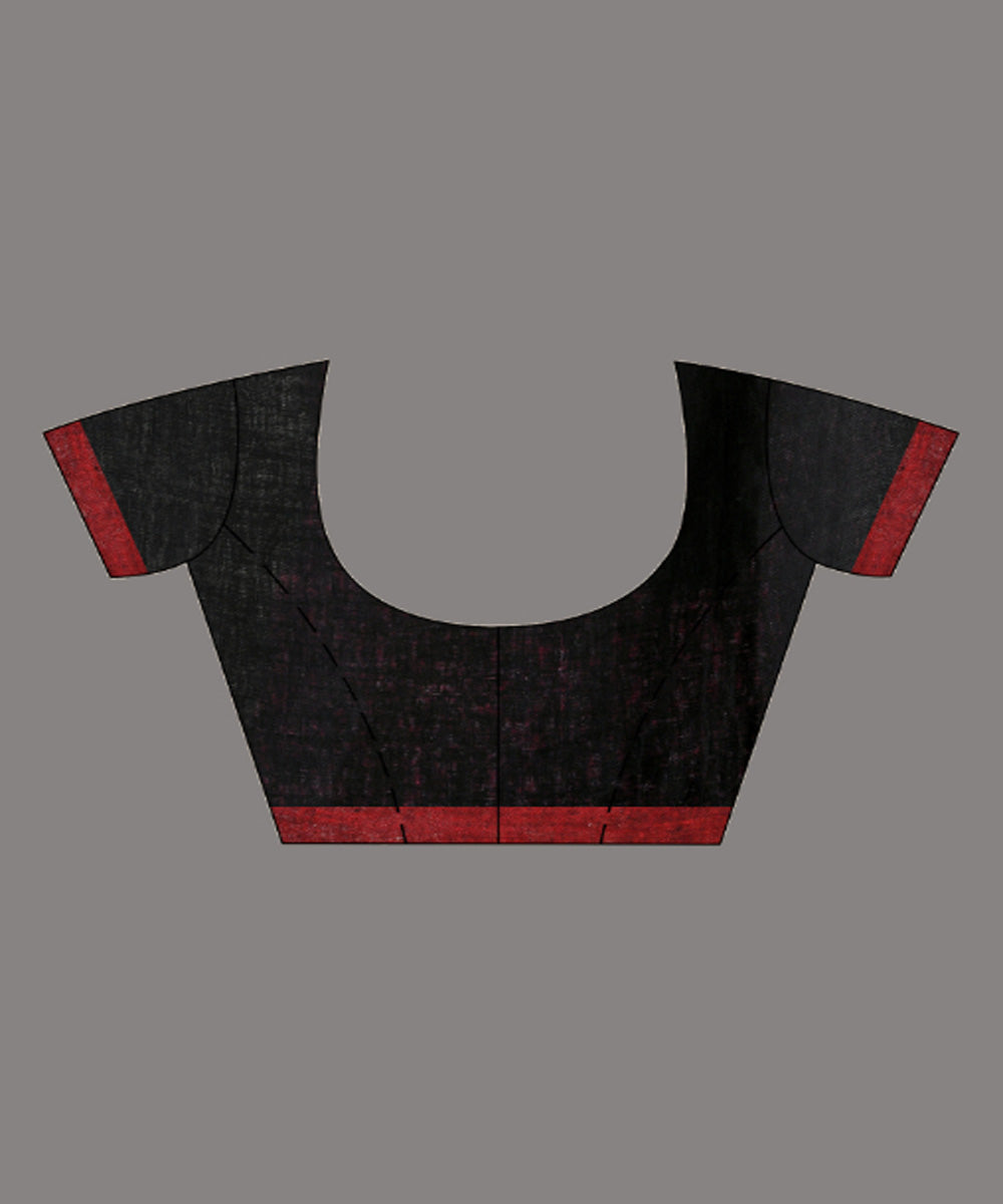 Black red bengal linen handloom saree