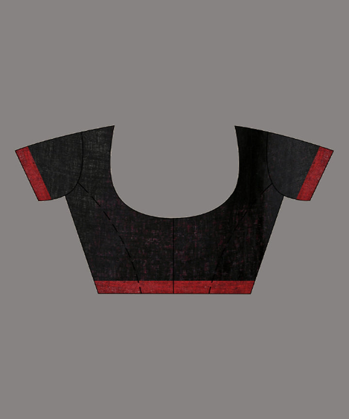 Black red bengal linen handloom saree