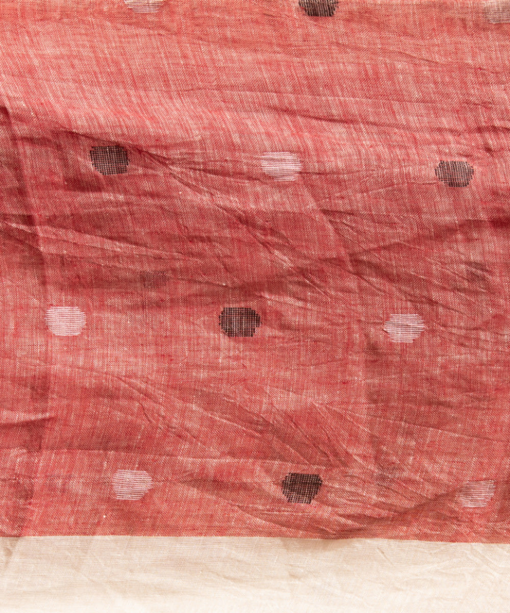 White red handloom bengal linen saree