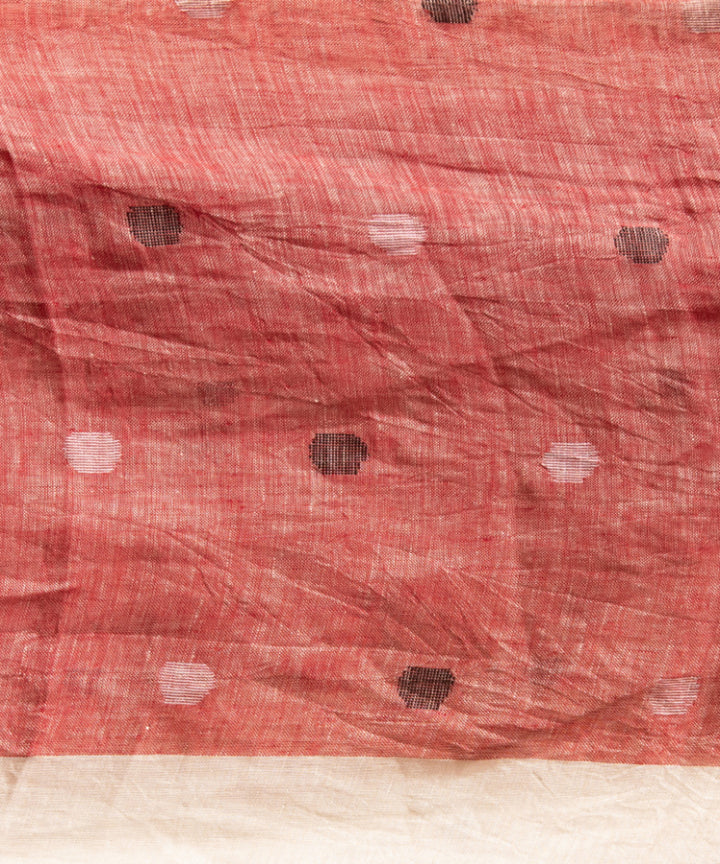 White red handloom bengal linen saree