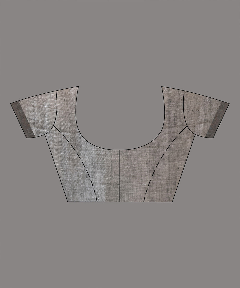 White grey handloom bengal linen saree