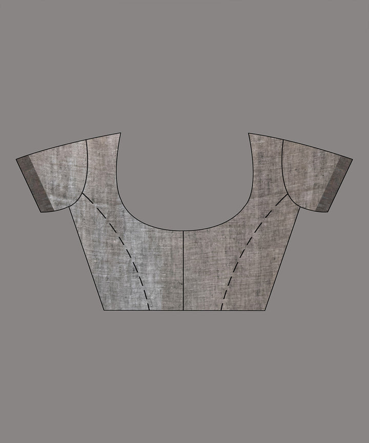 White grey handloom bengal linen saree