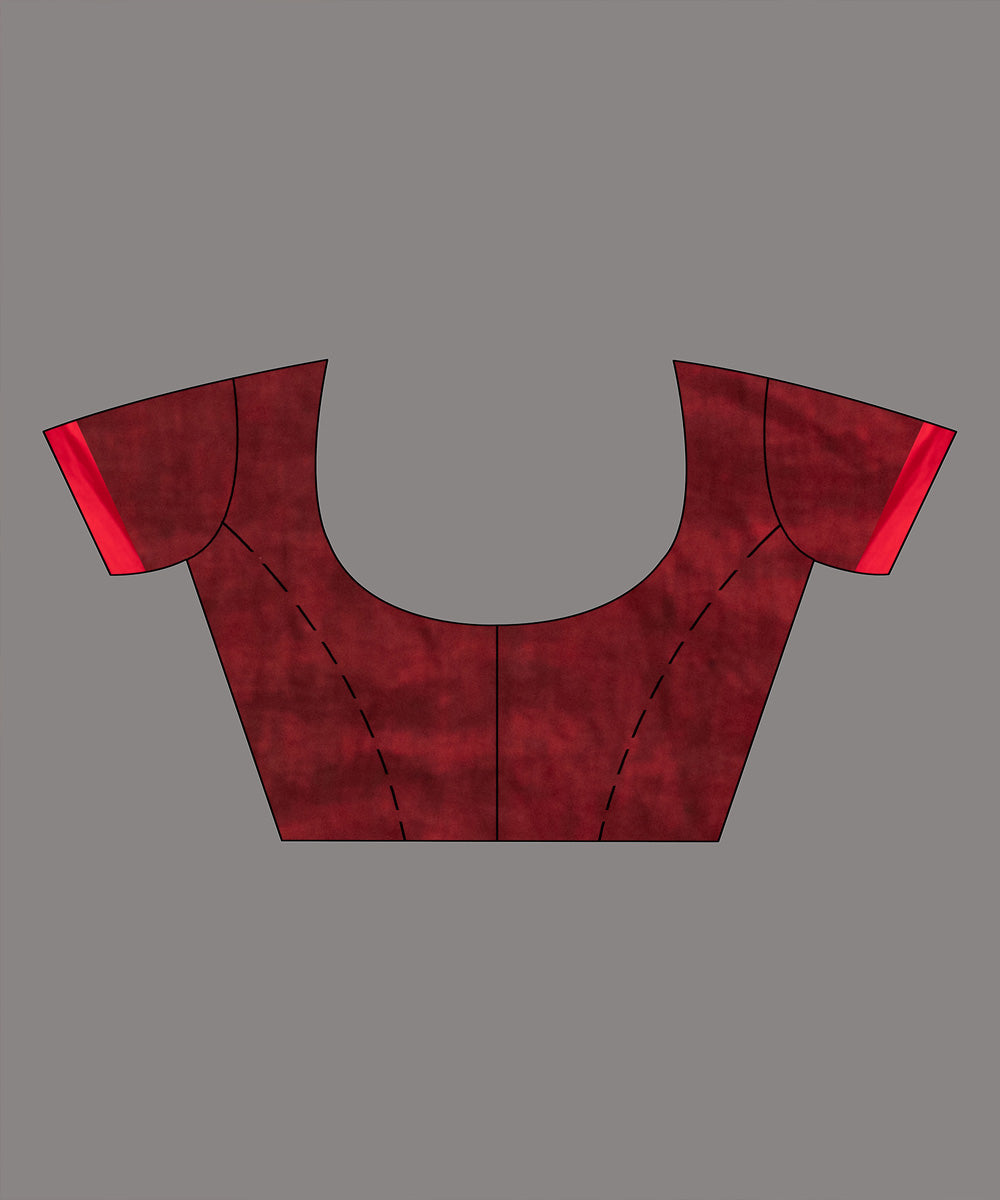 Grey red handloom bengal linen saree