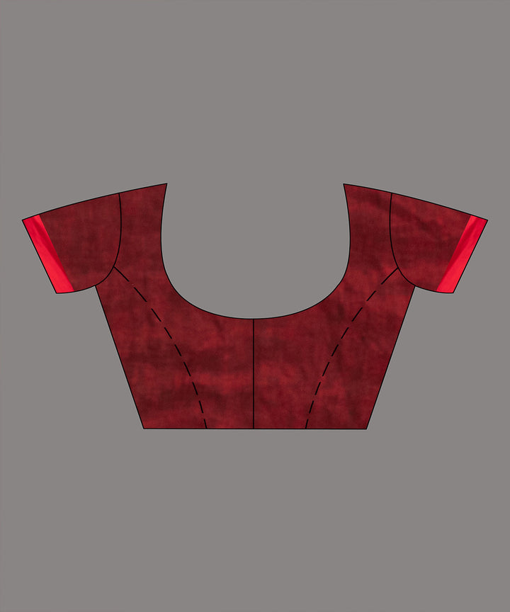 Grey red handloom bengal linen saree