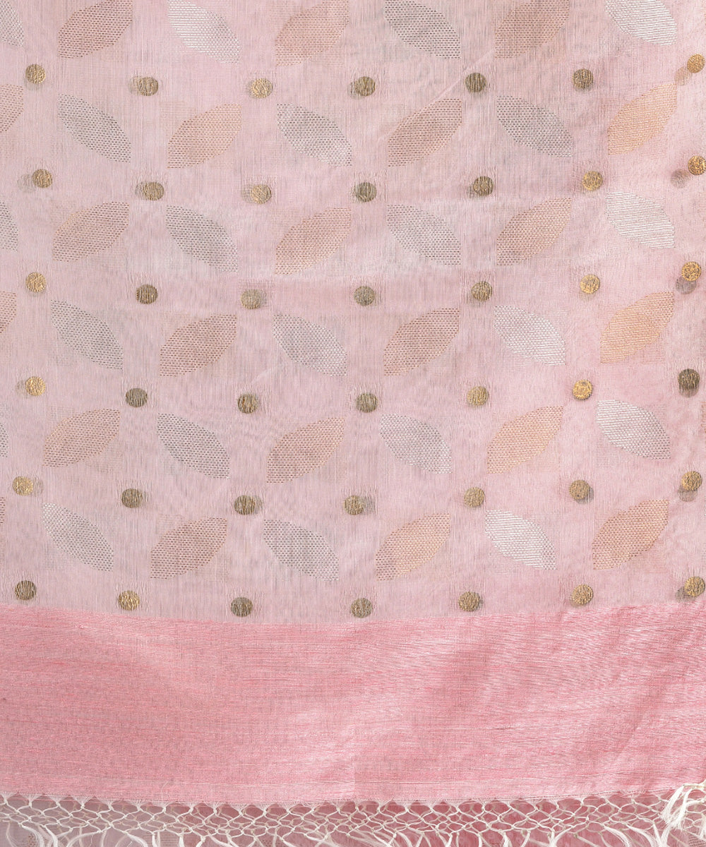 Baby pink matka silk sequin handloom bengal jamdani saree