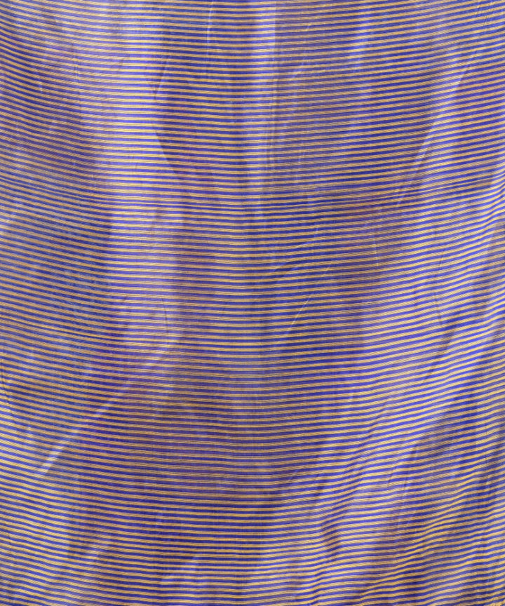 Royal blue silk matka handloom jamdani pallu stripes saree
