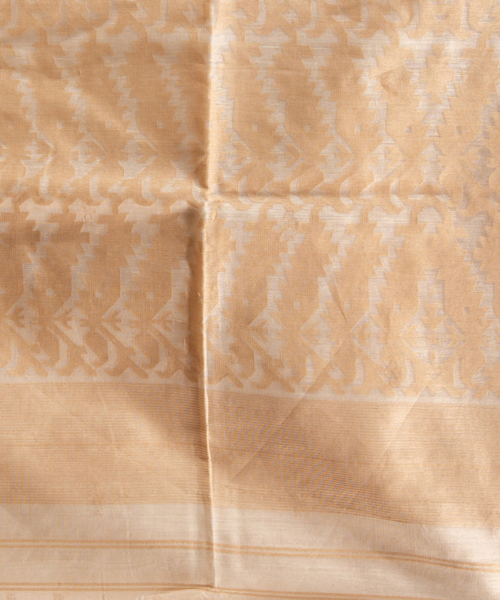 Beige silk matka handloom jacquard jamdani saree