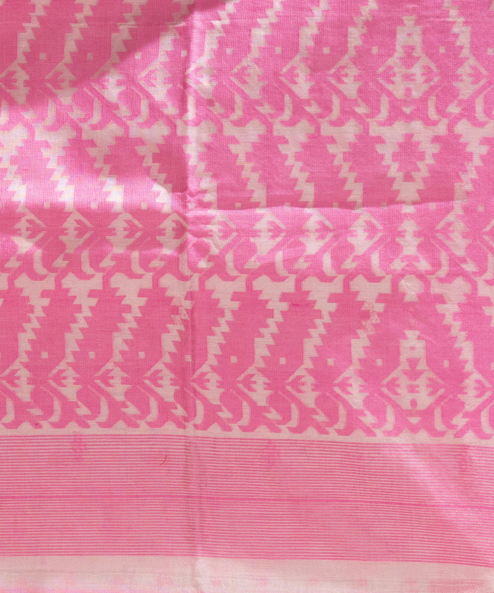 Pink matka handloom jacquard jamdani saree