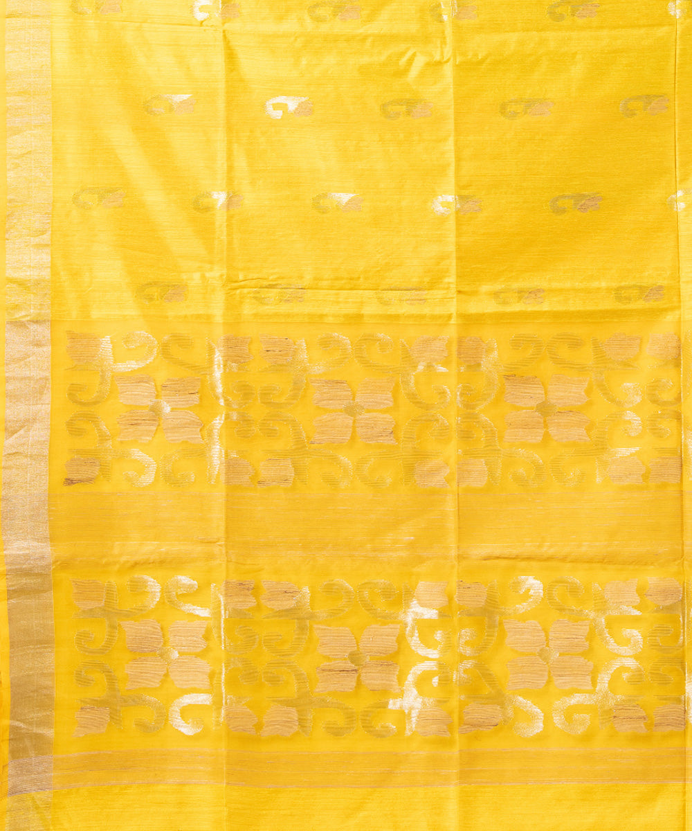 Yellow matka silk handloom bengal jamdani saree