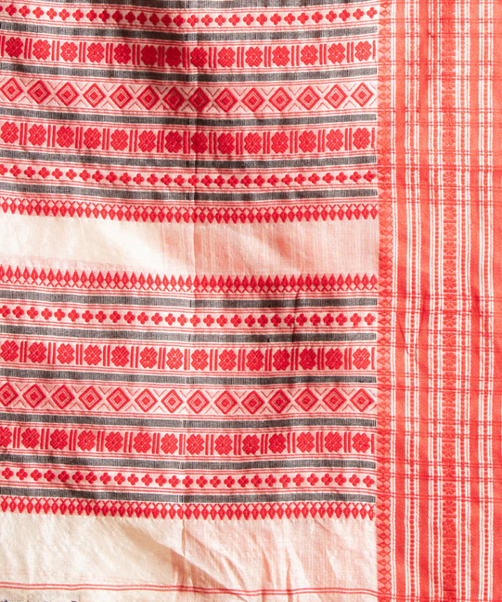 White red tussar silk handloom jacquard saree