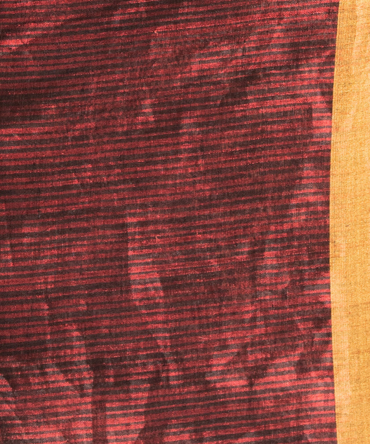 Red linen checks handloom bengal saree