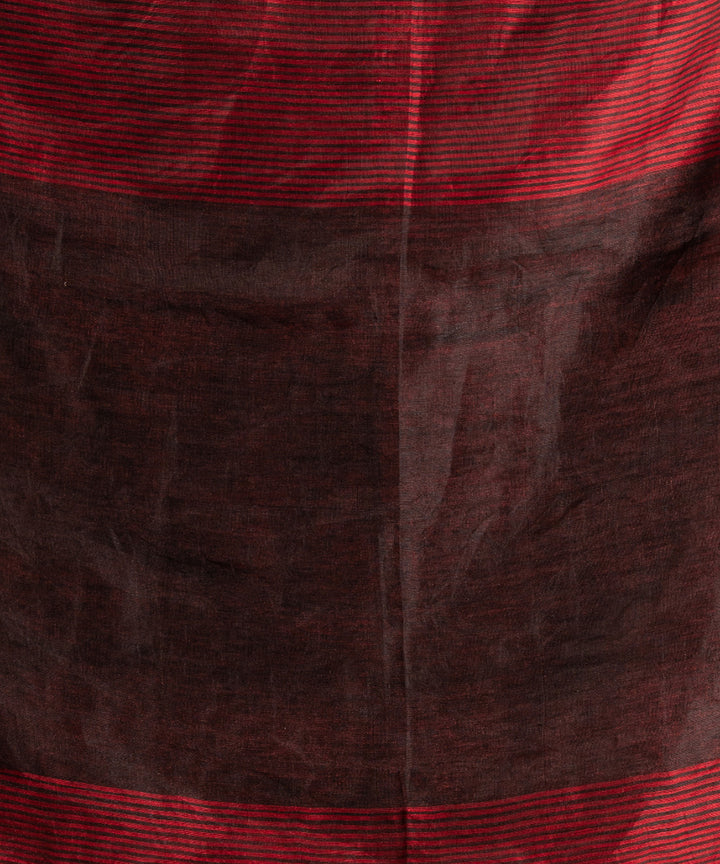 Black red linen tissue handwoven bengal saree