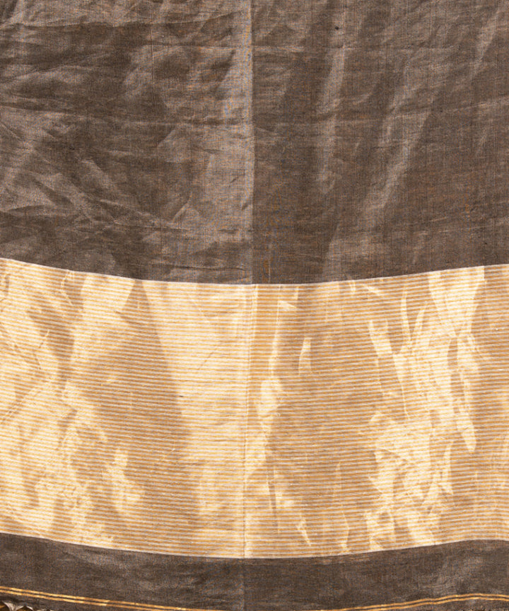 Silver gold tissue linen handwoven bengal saree