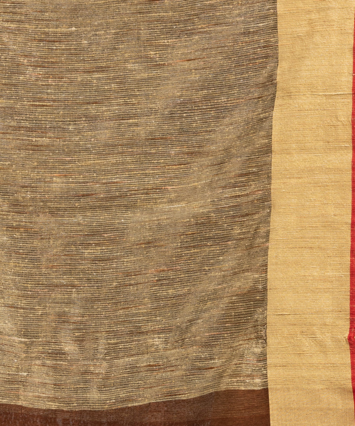 Coffee red handloom bengal linen saree