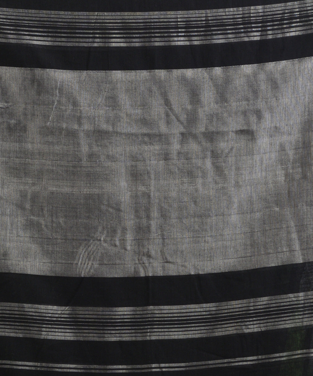 Black handloom cotton bengal saree with zari pallu and border