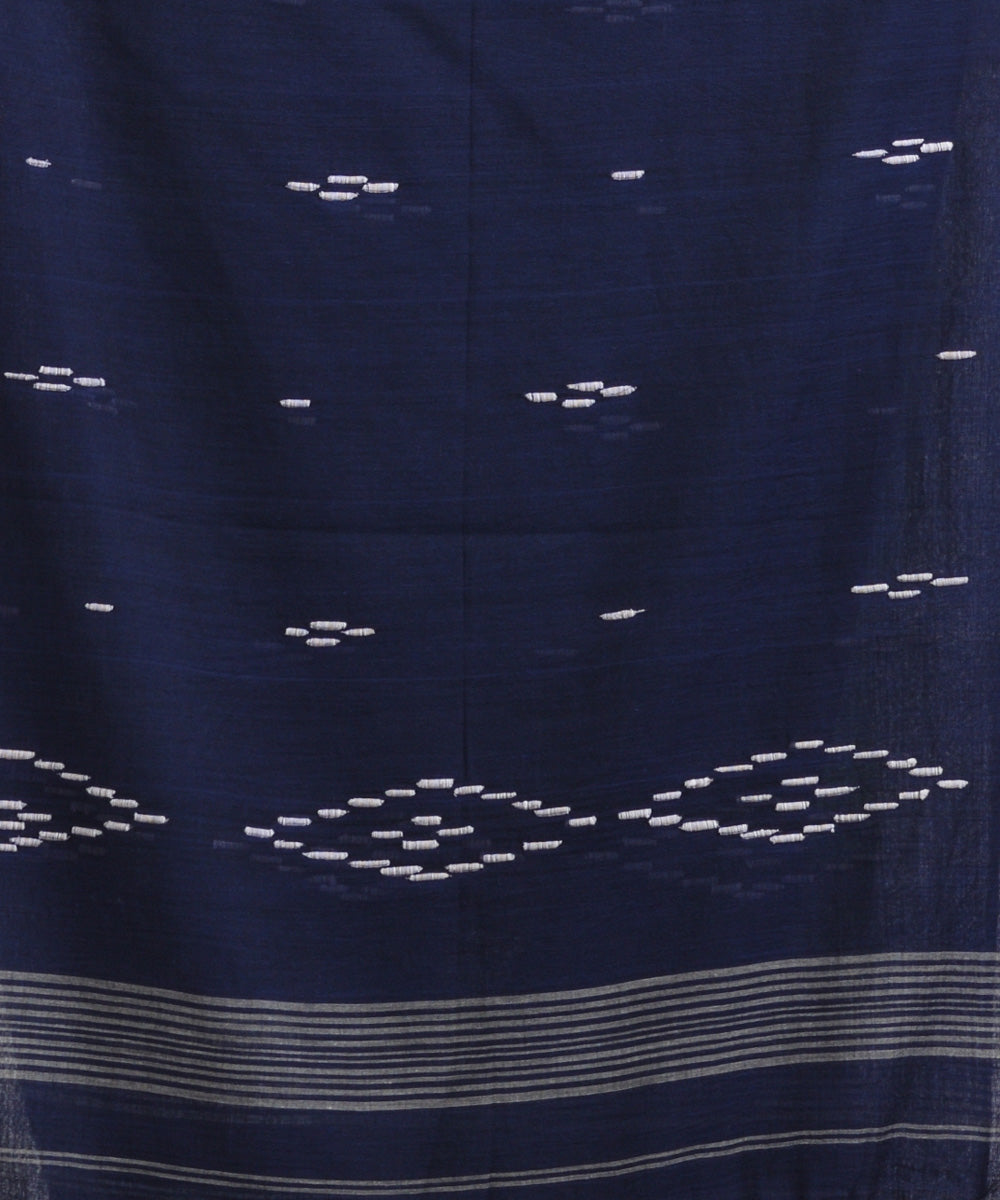 Navy blue handloom mulmul cotton bengal saree