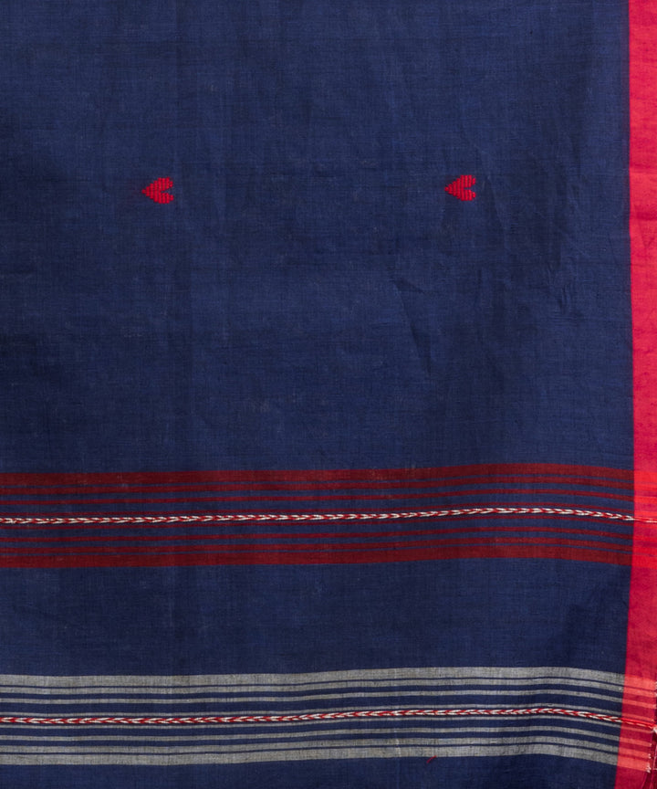 Royal blue handloom cotton with jacquard border bengal saree