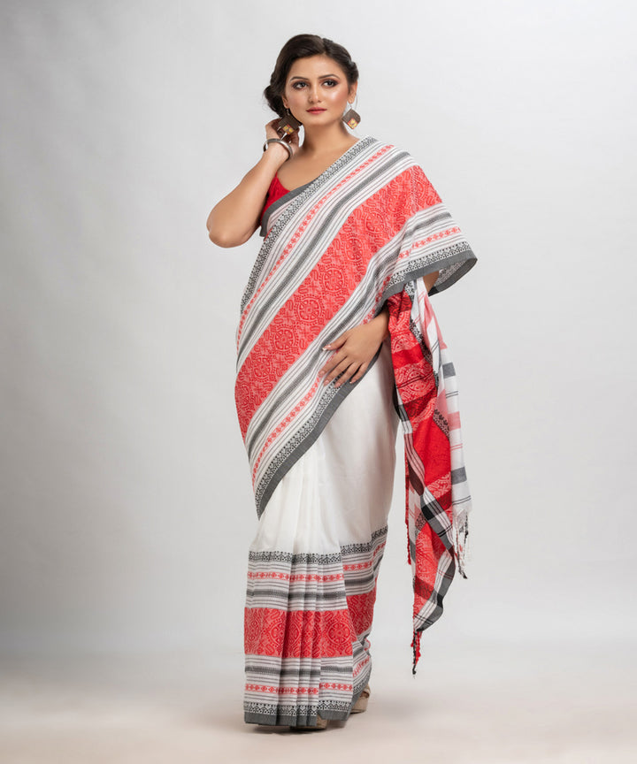 White red black handloom cotton begampuri saree