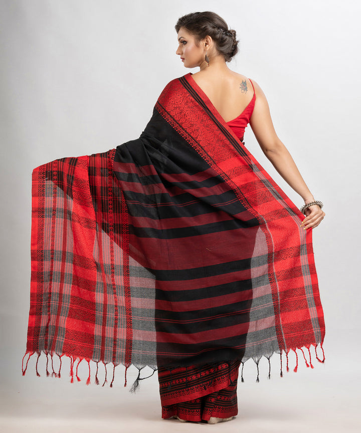 Black red handloom cotton begampuri saree