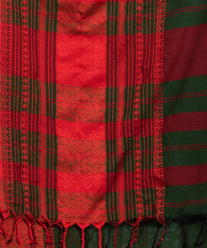 Bottole green red handloom cotton begampuri saree
