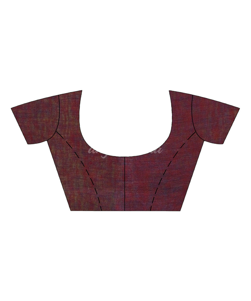 Maroon grey hand loom bengal linen saree