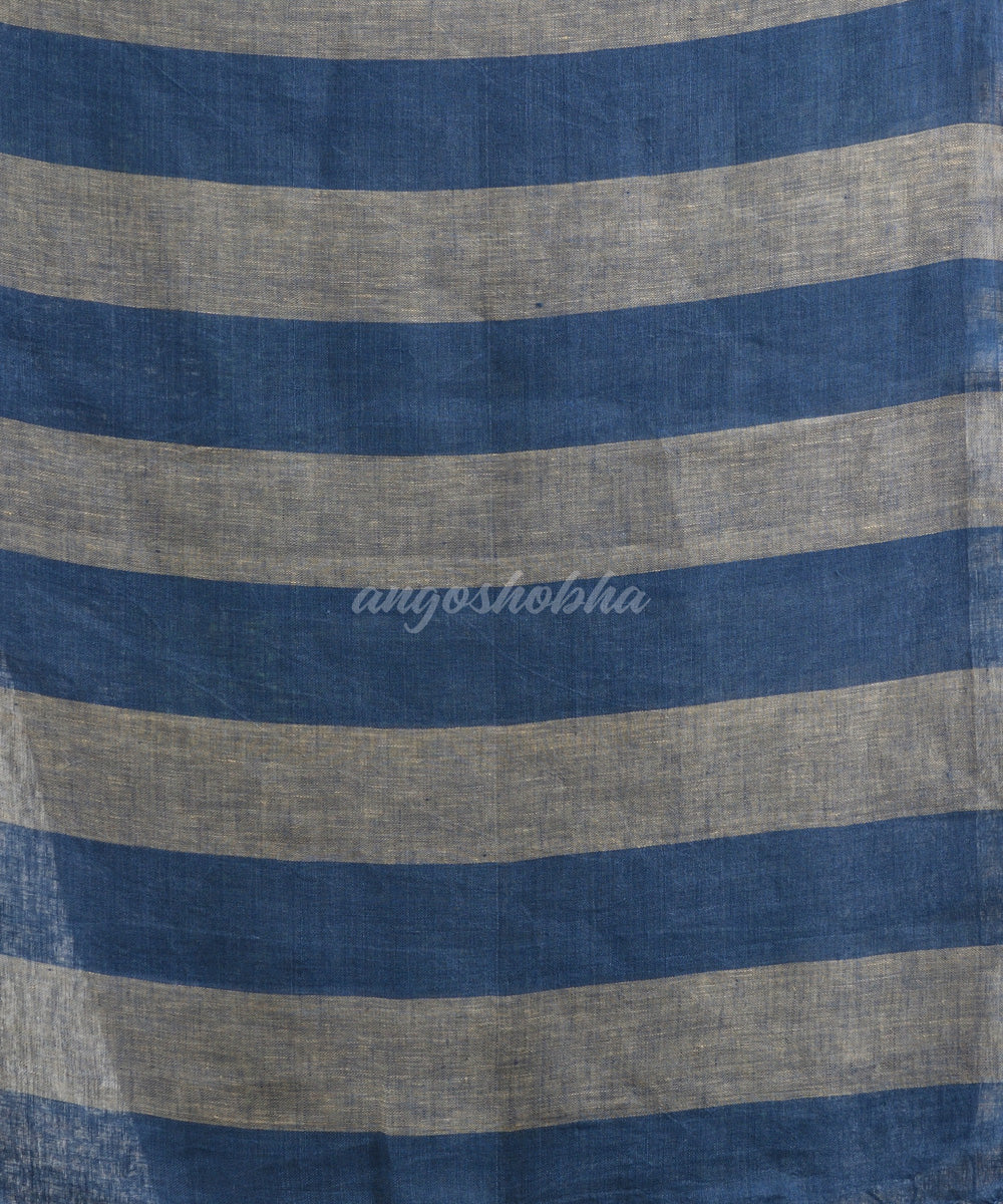 Blue handloom bengal linen saree
