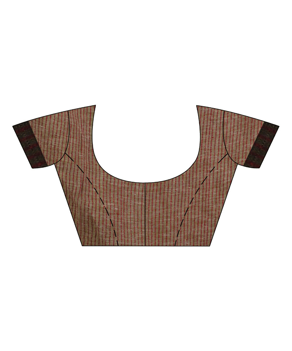 Sage green red handloom bengal linen saree