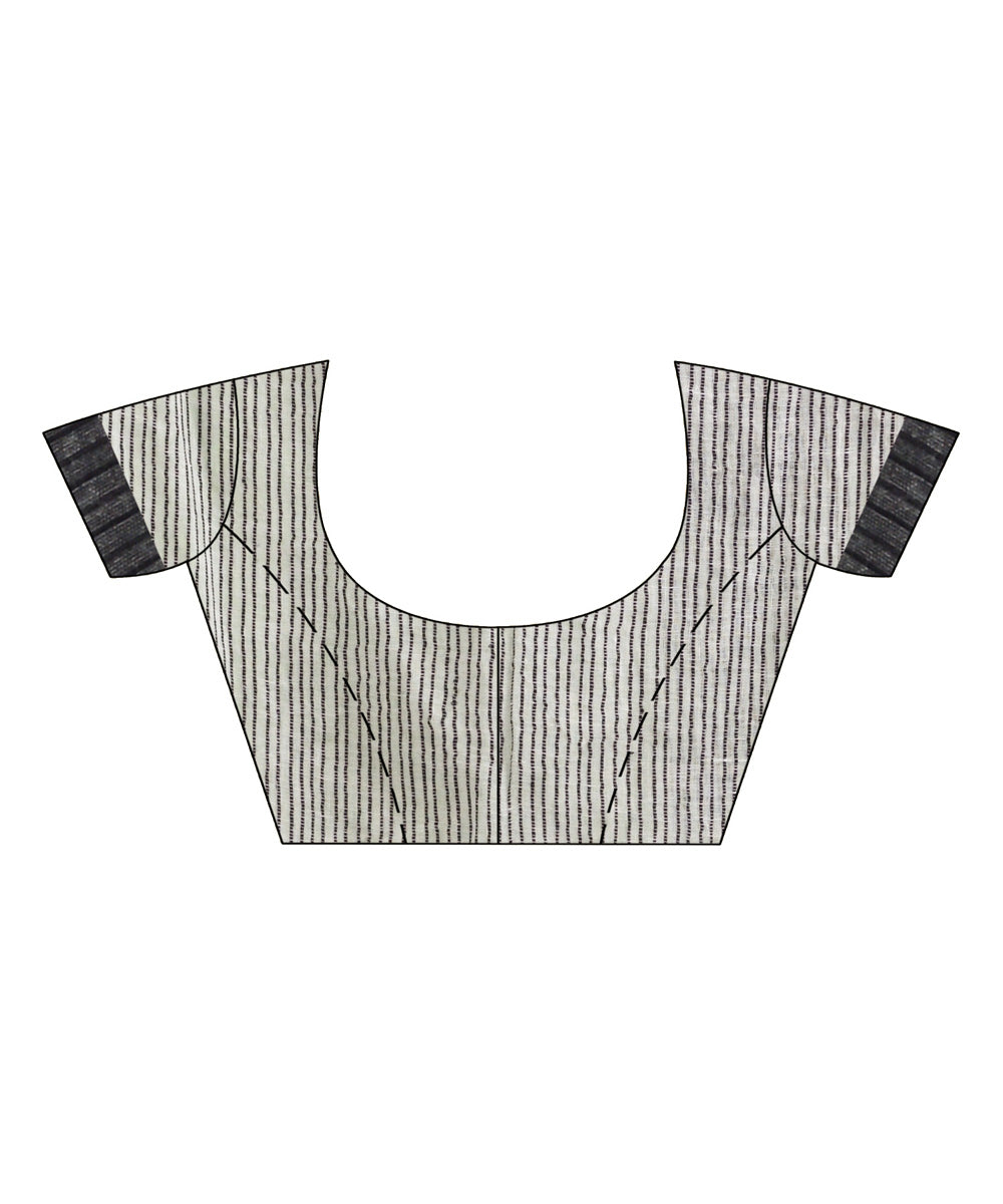 White handwoven linen stipes pallu bengal saree